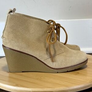 Sperry Top-Sider Wedge Chukkas Women 6.5 Tan Suede Lace Up Coastal Preppy Fall
